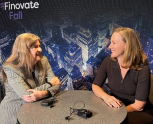 Jane Barratt and Jo Ann Barefoot recording a podcast